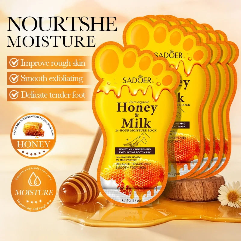 Honey milk exfoliating foot mask by RAVEN KRONE