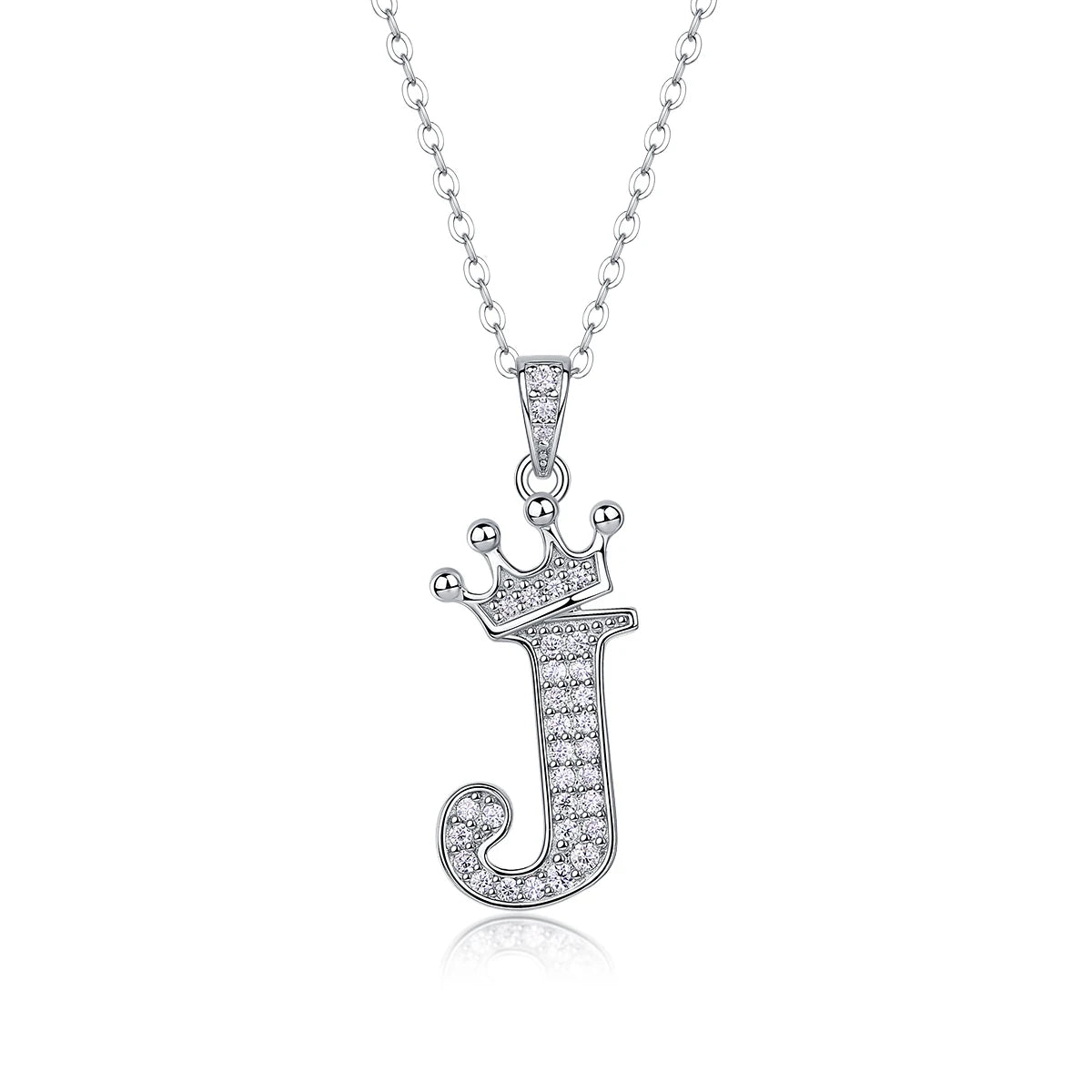 Moissanite Crown Alphabet Letter Pendant Necklace in 18K Gold Plated 925 Silver – 26 Letters Available
