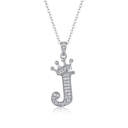 Moissanite Crown Alphabet Letter Pendant Necklace in 18K Gold Plated 925 Silver – 26 Letters Available