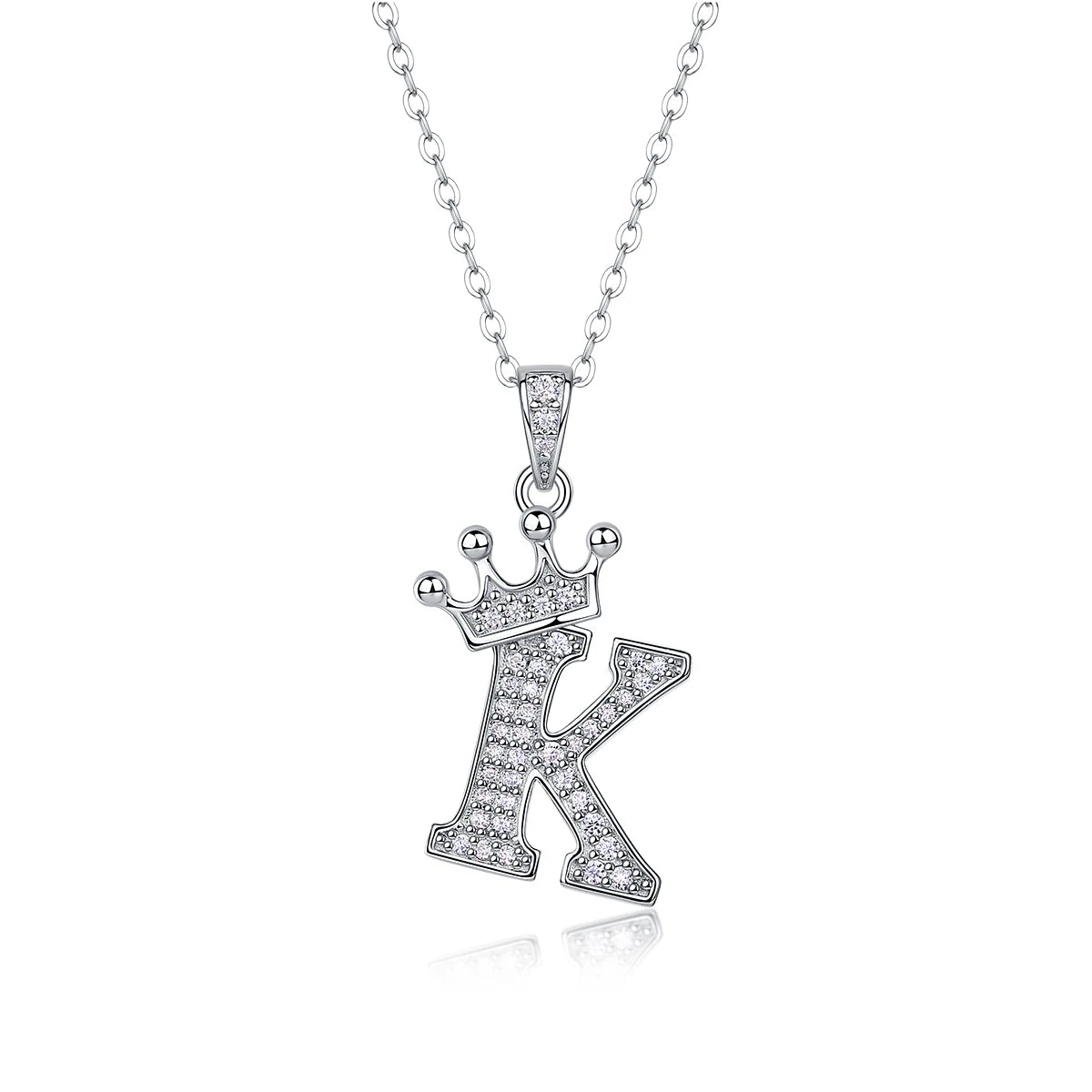 Moissanite Crown Alphabet Letter Pendant Necklace in 18K Gold Plated 925 Silver – 26 Letters Available