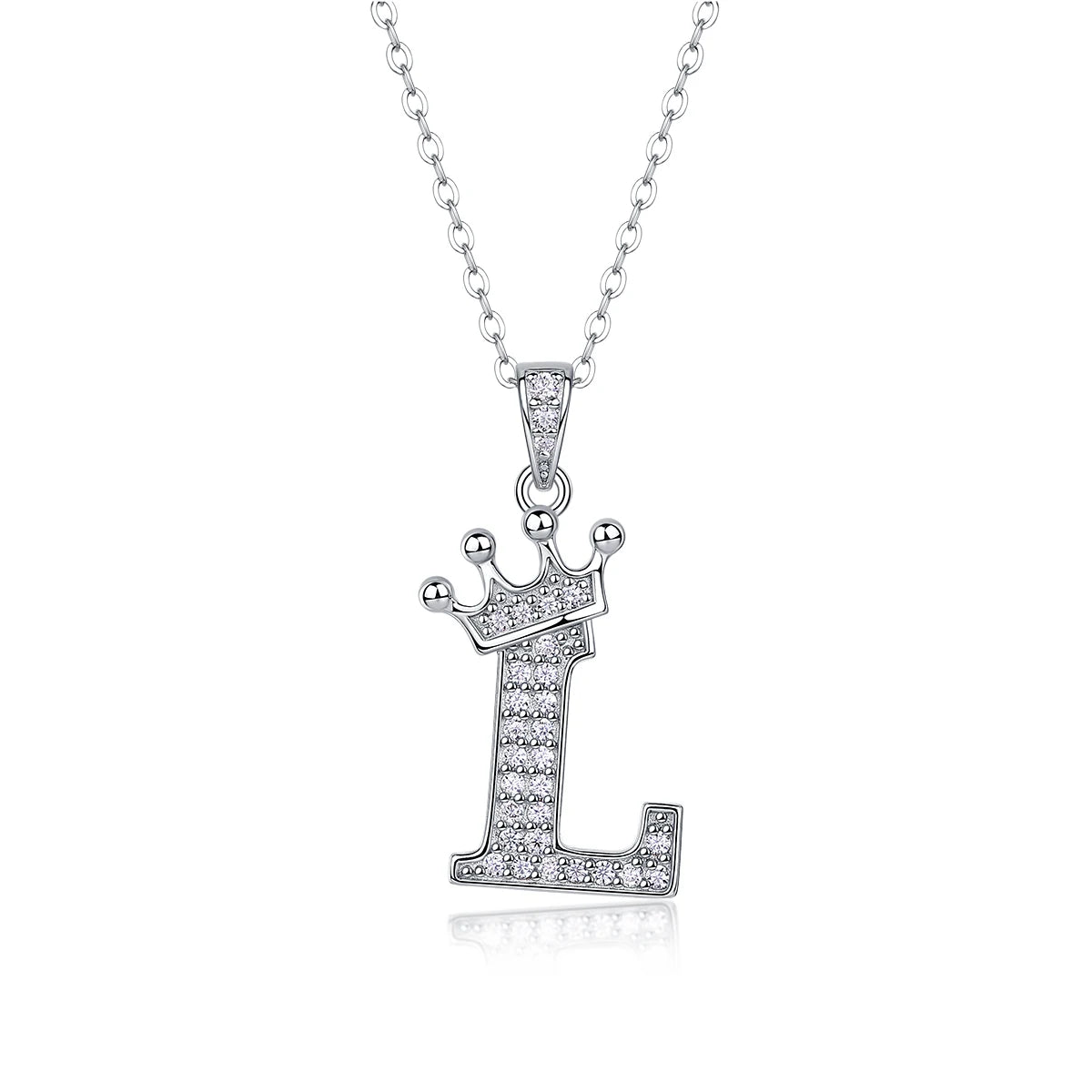 Moissanite Crown Alphabet Letter Pendant Necklace in 18K Gold Plated 925 Silver – 26 Letters Available