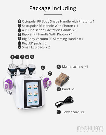 6-in-1 Multifunction Ultrasonic Cavitation Machine 2.0 | RF + Radiofrequency + Lipolaser | Fat and Cellulite Reduction