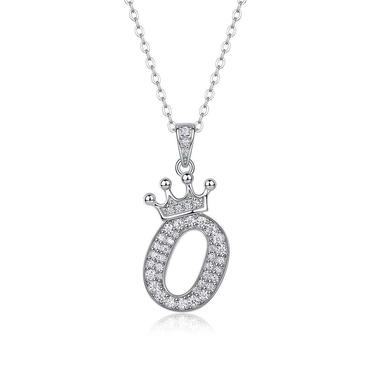 Moissanite Crown Alphabet Letter Pendant Necklace in 18K Gold Plated 925 Silver – 26 Letters Available