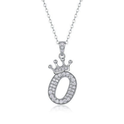 Moissanite Crown Alphabet Letter Pendant Necklace in 18K Gold Plated 925 Silver – 26 Letters Available