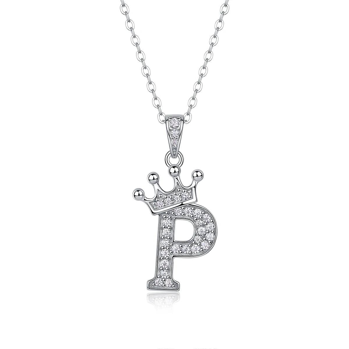 Moissanite Crown Alphabet Letter Pendant Necklace in 18K Gold Plated 925 Silver – 26 Letters Available