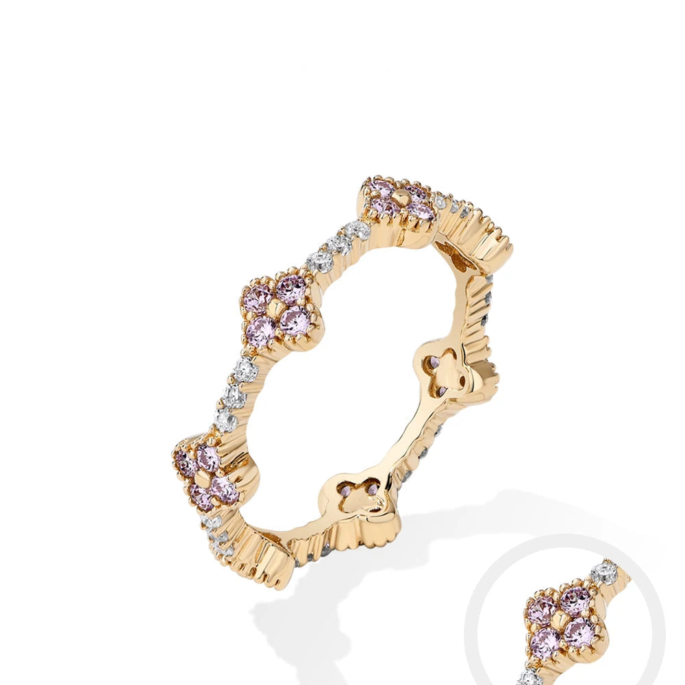 Anillo de moissanita Eternity para mujer – Joyería de boda y lujo de plata de ley 925 auténtica bañada en oro DVVS1
