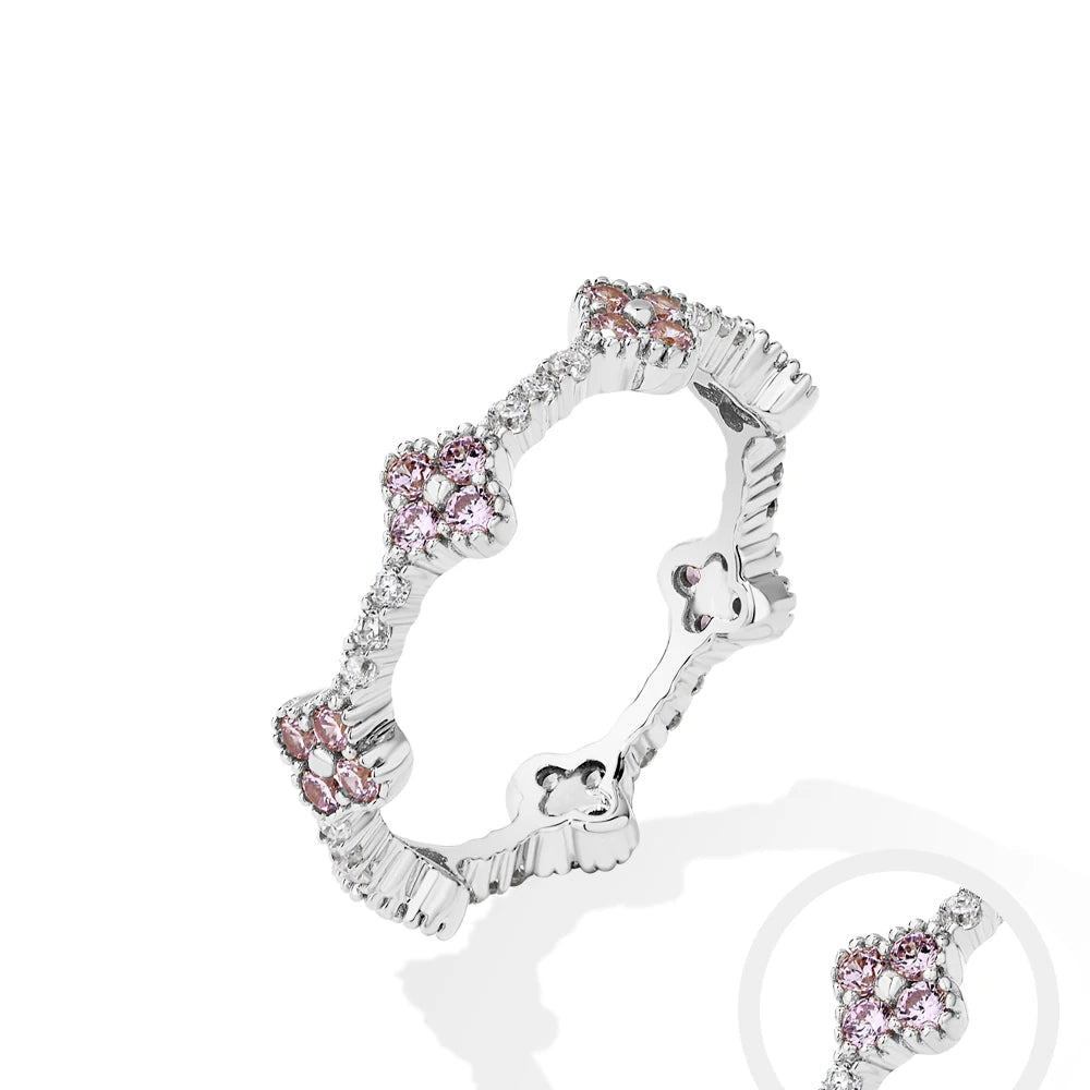 Anillo de moissanita Eternity para mujer – Joyería de boda y lujo de plata de ley 925 auténtica bañada en oro DVVS1