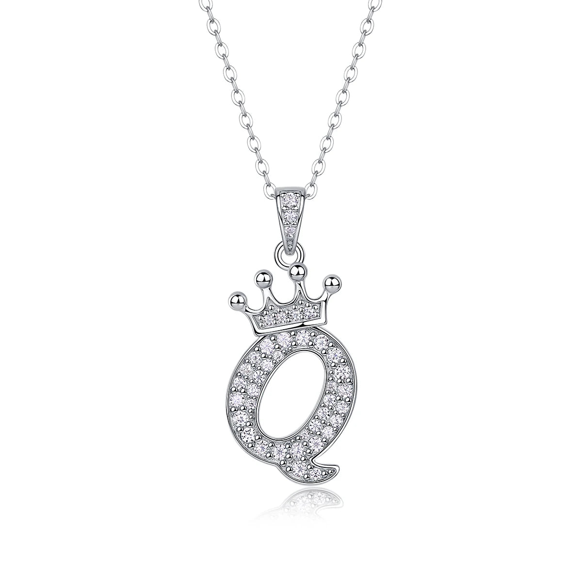 Moissanite Crown Alphabet Letter Pendant Necklace in 18K Gold Plated 925 Silver – 26 Letters Available