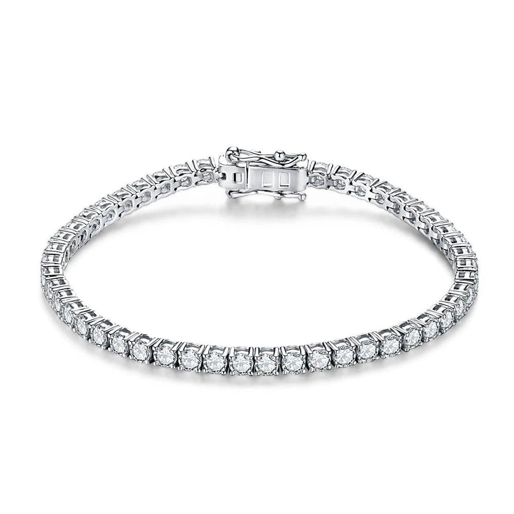 Luxury Moissanite Tennis Bracelet for Women – DVVS1 Round Cut Diamond Simulant, 925 Sterling Silver White Gold Plated
