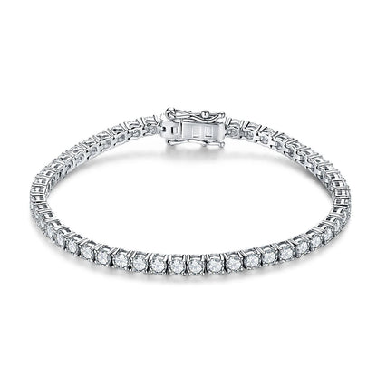 Luxury Moissanite Tennis Bracelet for Women – DVVS1 Round Cut Diamond Simulant, 925 Sterling Silver White Gold Plated