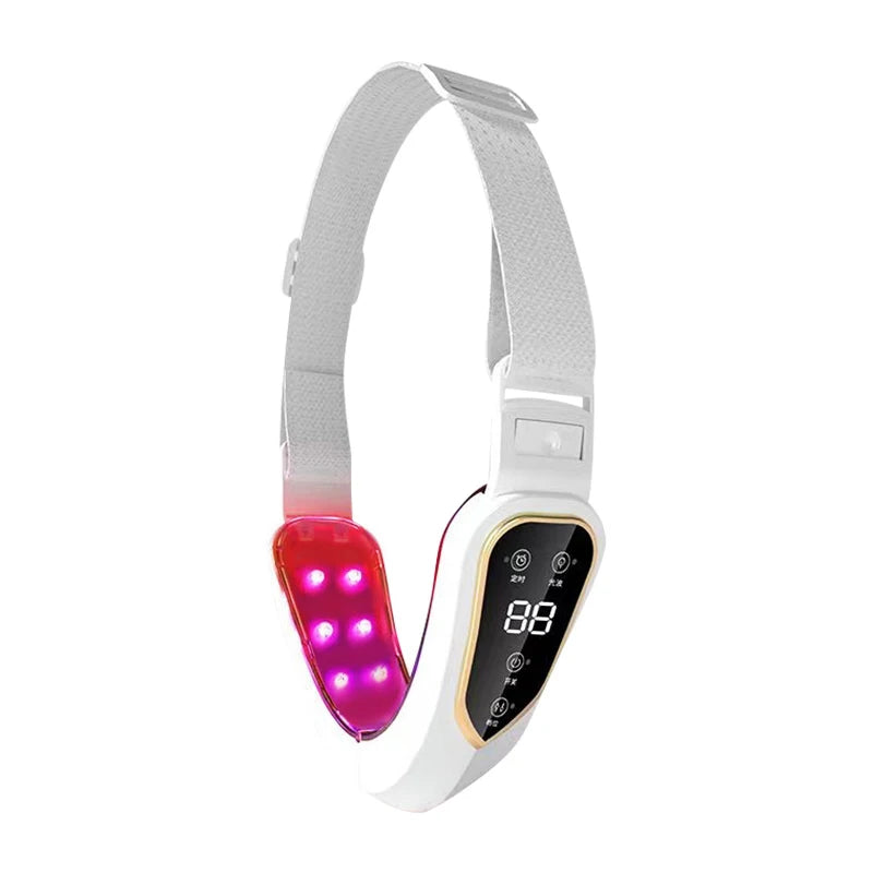 V-Line Face Lifting Belt – Vibration Massage & 5-Colour LED, Rechargeable, 4 Colours