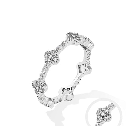 Anillo de moissanita Eternity para mujer – Joyería de boda y lujo de plata de ley 925 auténtica bañada en oro DVVS1