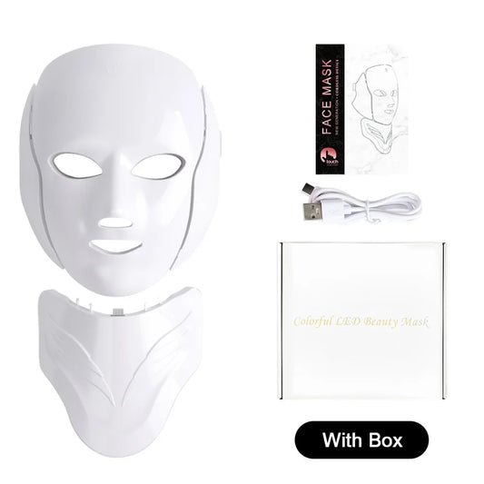 Wireless 7-Colour LED Face & Neck Mask – 180 LEDs, 8 Modes, Rechargeable