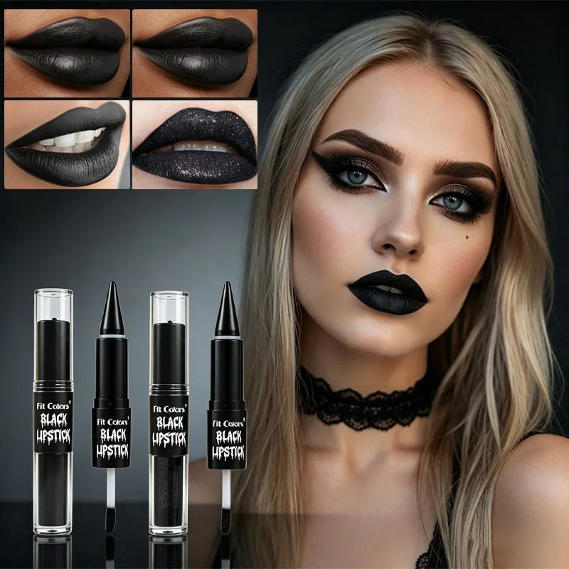 Black lip gloss and lip liner set by RAVEN KRONE, Black