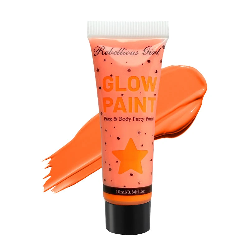 UV neon face and body paint by RAVEN KRONE, Orange