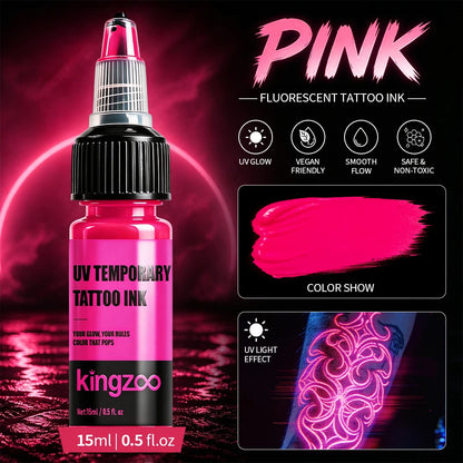 UV-Airbrush-Tinte für temporäre Tattoos – Schwarzlicht-Körperfarbe, hält 3–7 Tage, 15 ml, 8 Farben