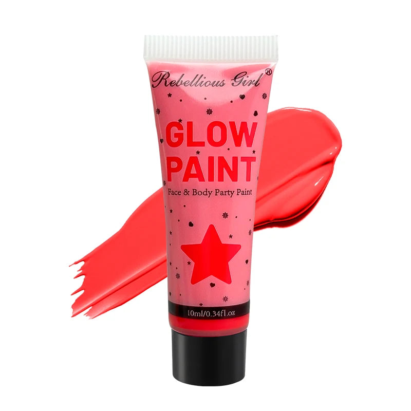 UV neon face and body paint by RAVEN KRONE, Red