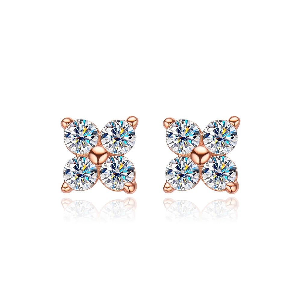 Pendientes de Moissanita | Corte Redondo 8 Corazones 8 Flechas | Plata 925 + Oro Blanco 18K 💎 Brillo Perfecto con el Mejor Corte de Moissanita 💎
