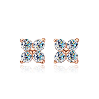 Pendientes de Moissanita | Corte Redondo 8 Corazones 8 Flechas | Plata 925 + Oro Blanco 18K 💎 Brillo Perfecto con el Mejor Corte de Moissanita 💎