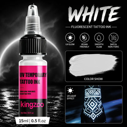 UV-Airbrush-Tinte für temporäre Tattoos – Schwarzlicht-Körperfarbe, hält 3–7 Tage, 15 ml, 8 Farben