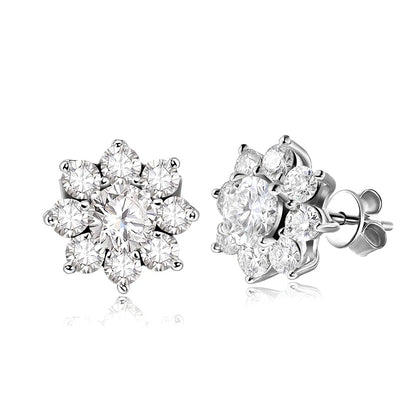 Moissanite Earrings | Round Heart and Arrows Cut | 925 Silver + 18K White Gold ✨ Exceptional Brilliance with the Finest Moissanite Cut ✨