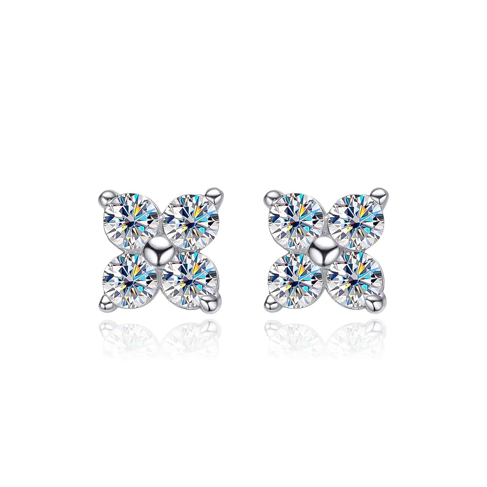 Pendientes de Moissanita | Corte Redondo 8 Corazones 8 Flechas | Plata 925 + Oro Blanco 18K 💎 Brillo Perfecto con el Mejor Corte de Moissanita 💎