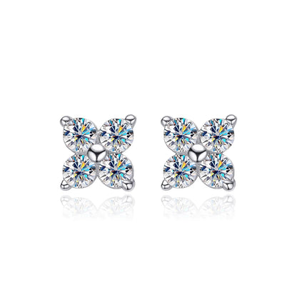 Pendientes de Moissanita | Corte Redondo 8 Corazones 8 Flechas | Plata 925 + Oro Blanco 18K 💎 Brillo Perfecto con el Mejor Corte de Moissanita 💎