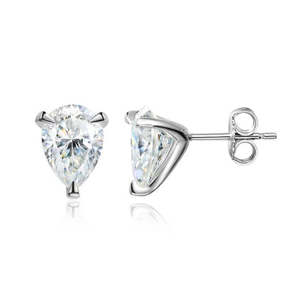 Pendientes de moissanita | Plata de ley 925 con baño de oro blanco de 18 quilates | Brillo excepcional