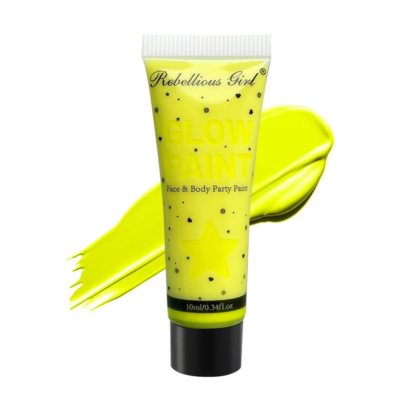 UV neon face and body paint by RAVEN KRONE, Yellow