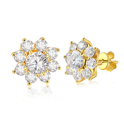 Moissanite Earrings | Round Heart and Arrows Cut | 925 Silver + 18K White Gold ✨ Exceptional Brilliance with the Finest Moissanite Cut ✨