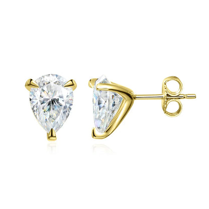 Pendientes de moissanita | Plata de ley 925 con baño de oro blanco de 18 quilates | Brillo excepcional