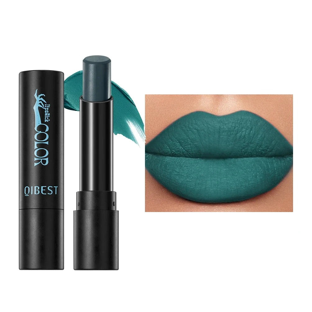 Velvet matte lipstick by RAVEN KRONE, shade 05 Peacock Blue